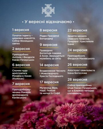 Церковний вересень: місяць молитов і великих свят