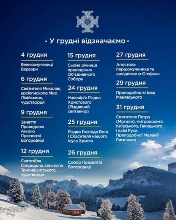 Грудень 2025 року: шлях до Різдва крізь молитву та свята
