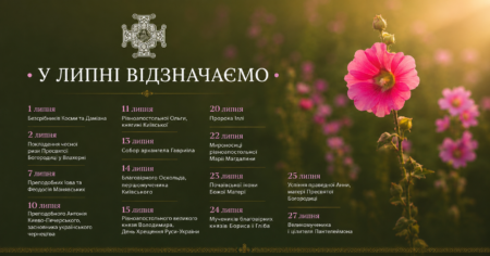 Церковний календар липень 2026: свята та пам’ятні дати Православної Церкви України