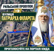 Рильський провулок у центрі Києва пропонують перейменувати на честь Патріарха Філарета